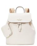 kate spade new york Women's Rosie Pebbled Leather Medium Flap Backpack, Parchment, Parchment., Classic