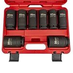 Neiko 02460A 3/4" Drive Deep Impact Socket Set, 8 Piece Jumbo Assortment | Metric Sizes (26 to 38 mm) | Chrome Vanadium Steel