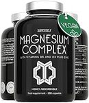 Magnesium Citrate Supplement with Zinc, Vitamin B6 and D3 - High Strength 180 Capsules - 1466mg Magnesium Supplements for Women & Men - Magnesium Complex Tablets Providing 440mg Elemental Magnesium