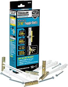 TOGGLER SNAPTOGGLE BA Toggle Anchor with Bolts, Zinc-Plated Steel Channel, Made in US, 3/8" to 3-5/8" Grip Range, For 3/16"-24 UNC Fastener Size (Pack of 10)