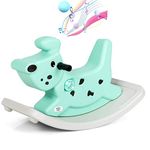 COSTWAY Kids Rocking Horse, Toddler Ride On Toy with Grip Handles, Music and Lights, Infant Rocker Animal for Boys and Girls Gift