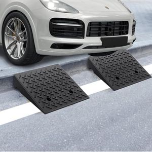 Lakexus 2 PCS Rubber Curb Ramp, 20"*20"*7.9" Rise Threshold Ramp, Heavy Duty 6800Lbs Capacity Driveway Curb Ramp, Portable Shed Ramps for Low Cars Vehicle Motorcycle Wheelchairs Bikes (20*20*7.9 Inch)