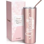 Onebttl Retirement Gifts for Women, Funny Retirement Tumbler 20oz Stainless Steel, Retirement Gifts for Coworkers, Grandma, Friends, Nurse, Retired Gifts - Rose Gold (Officially Retired)