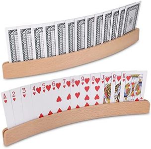 Zocipro 2Pcs Sujeta Cartas, Soporte Cartas Juego de Mesa de Madera, Sujeta Cartas Naipes para Póker/Bridge/Uno, Soporte Cartas para Niños, Adultos, Mayores