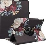 Rotating Case for 9th Generation Case 2021 / iPad 8th Generation 2020 / 7th Generation 10.2" 2019, 360 Degree Rotating Multi-Angle Viewing Folio Stand Case with Auto Sleep/Wake Feature (Peony)