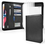 Deziliao 3-Ring Padfolio Portfolio Binder Organizer, Document Organizer Folio, 10.4 Inch PU Leather Business Portfolio with Zipper, Business Planner Notebook Organizer for Women/Men（Black）