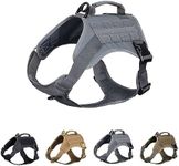 EXCELLENT ELITE SPANKER Tactical Dog Harness Vest with Handle Military Dog Harness Adjustable Training Harness No Pull Dog Harness for Small Medium Large Dogs (Grey-M)