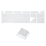 sourcing map 104 Keys Pudding Keycaps Set OEM Profile 60 Percent ABS for 61/87/104 Mechanical Keyboard Layout, White & Translucent Double Shot