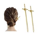 2 Pcs Girls Chopsticks Vintage Hair Sticks Hairpins Vintage Hair Accessories for Women Girls Long Hair (Golden)