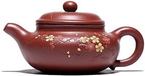 purple sands Teapot 8.5Oz Chinese Zisha Clay Handmade Fanggu 紫砂壶 Plum blossom brewing tea Pot Dahongpao Mud Kungfu Kettle Pottery Filter Maker Loose Tea