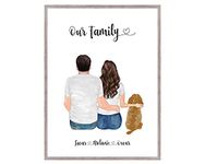 Personalised Couple Print, Custom Owner and Pet Print, Dog Owners Gift, Family Gift, Fully Customisable, Valentines Day Gift For Her, Custom Wall Art UNFRAMED Available in 5"x7",A5,8"x10",A4,A3