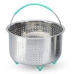 Stainless Steel Steamer Basket Large 6L | Silicone Feet | Compatible with Ninja Foodi, Instant Pot, Cosori Multi Cooker | Steam, Pressure Cook & Air Fry Veg Pasta Rice | Wash Drain Food | UK Brand