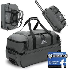 BEN NEVIS Borsa da viaggio con ruote [riciclata] – Borsa 3 in 1 & Trolley & Zaino [60 80 100 l Grande] Borsa da viaggio Duffle Bag Borsa Sport | Viaggi Vacanze Outdoor Sport | Donna e Uomo, grigio.,