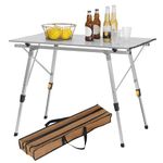 WOLTU Folding Camping Table Height Adjustable Aluminium Garden Table with Carry Bag 90x52x (45-69) cm, Silver
