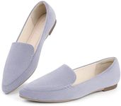 MUSSHOE Loafers for Women Comfortable Pointed Toe Memory Foam Women's Loafers, Grey suede1 8