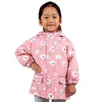 JAN & JUL Toddler Girls Hooded Raincoat, Waterproof Rain Jacket (White Tulip, 4T)