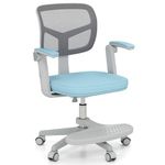 Costzon Kids Desk Chair, Student Ergonomic Computer Chair with Wheels, Footrest, Adjustable Height, Flip-up Armrests & Soft Removable Cushion, Swivel Rolling Kids Office Chair for 3-15 (Blue)