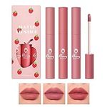 3 Colors Nude Matte Lipstick Set, Lasting Velvet Lip Gloss, Nude Matte Liquid Lip Glaze Set for Women, A non-sticky, Velvety matte Lip glaze that Doesn't come off Easily