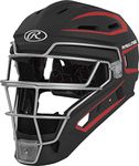 Rawlings | VELO 2.0 Catcher's Helmet | Baseball | Senior (7 1/8" - 7 1/2") | Black/Scarlet