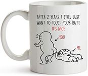 YouNique Designs 2 Year Anniversary Mug for Boyfriend and Girlfriend, 11 Ounces, 2nd Wedding Anniversary Coffee Mug for Husband and Wife, 2 Yr Dating Anniversary Cup for Him And Her (White)