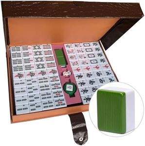 LANYOTA Mahjong Set, Chinese Mahjong Game Set with Carrying Travel Case,36x27mm,Large 144+2 Tiles with Arabic Numerals, 2 Dice and a Wind Indicator(Green)