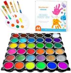 Washable Finger Paint, Shuttle Art 44 Pack Kids Paint Set with 36 Colors Toddler Paints(30ml, 1oz) for Toddlers, Paint Brushes, Finger Paint Paper Pad, Palette, Non Toxic Paint for Kids Art & Craft