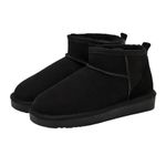 Mini Boots for Women,Classic Mini Short Ankle Boot Fur Lined,Warm Fur Lined Winter Snow Warm Slip on Anti-Slip Flat Casual Boots (Black,8)