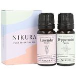 Nikura Lavender French & Peppermint Essential Oil Set - 2 x 10ml | Essential Oils for Diffusers for Home, Sleep, Hair, Candle Making, Aromatherapy, Strong Fragrance, Wax Melts | 100% Pure and Natural