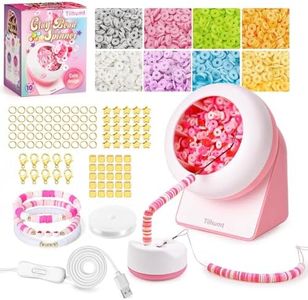 Tilhumt Clay Bead Spinner, 2112Pcs Clay Bead Spinner Kit for Jewelry Making, Friendship Bracelets Maker with Needle and Elastic String, Bracelet Making Machine for Craft Bead Lovers & Adults, Pink