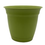 The HC Companies 16 Inch Eclipse Round Planter with Saucer - Indoor Outdoor Plant Pot for Flowers, Vegetables, and Herbs, Peridot