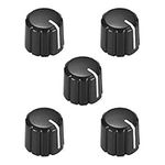 sourcing map 5pcs Potentiometer Control Knobs for Electric Guitar Acrylic Volume Tone Knobs Black D Type 4x6mm