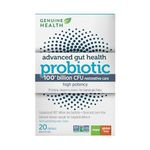 100 Billion Extra-Strength Probiotic – Multi-Strain, Daily Probiotic for Gut Health Recovery – Easy to Digest, Gluten-Free, Vegan, & Non-GMO – Probiotics for Women & Men by Genuine Health, 20 Ct.