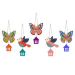 Artvibes Multicolored Butterfly & Birds Wooden Wall Hanging for Home Decoration | Garden Balcony | Office | Cafe | Decorative Door Hanging | Festive Decor Art Items (WH_9123N), Pack of 5