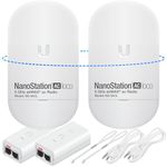 Wireless Bridge Ubiquiti LOCO5AC PRE-CONFIGURED, Bundle of 2 Ubiquiti Nanostation LOCO 5AC, Point to Point Outdoor WiFi Bridge, Plugh and Play, 5GHz, 450+Mbps, 10+km Link Range, Network Bridge