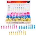 Nilight 270 PCS Heat Shrink Wire Connector Waterproof Marine Automotive Connector Assortment Rings Fork Hook Spade Butt Splices