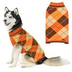 KOOLTAIL Dog Jumper Pet Knitted Clothes - Classic Plaid Pull Over Turtleneck Dog Sweaters with Leash Hole Warm Dogs Winter Cloth for Small Medium Dogs Cats Puppy