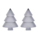 Angoily 2Pcs Christmas Tree Shaped Dish Plate, Plates Chip& Dip Set, 3 Compartment Plastic Dishes Food Storage Server for Holiday Party Supplies ( Grey ) (W0900ZNJ921Q3)