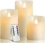 OSHINE LED Candles Flickering Candles 300 Hour Decorating Pillars, Real Wax Battery Candle Pillars, Realistic Dancing Mood Candles and 10 Key Remote Control with 24 Hour Timer Function (Ivory)