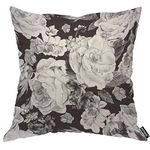 AOYEGO Black White Rose Throw Pillow Cover Floral Bouquet Botanical Plant Nature Leaves Bloom Wild Flowers Petal Daisy Pillow Case 18x18 Inch Decorative Men Women Room Cushion Cover for Home