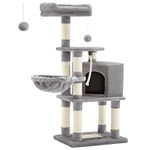 Feandrea Cat Tree, Cat Tower for Indoor Cats, 110 cm, Light Grey PCT260W01