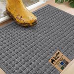 GORILLA GRIP Front Door Mat, Indoor Outdoor Ultra Absorbent HydroAbsorb Doormat, Absorbs Up to 1.7 Cups of Water, Stain and Fade Resistant, Rubber Backing Doormats, Captures Dirt, 29x17 Gray