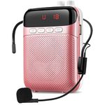 Portable Voice Amplifier for Teachers, 2400mAh Rechargeable Personal Voice Amplifier PA System Headset for Speaking Microphone for Teachers,Training, Tour Guide,Classroom,Singing Yoga(Rose)