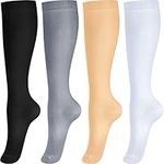 Hestya 6 Pairs Compression Socks for Women Men Seamless Compression Stockings for Travel Running Nurses Sports Flying Pregnancy (Classic Colors, S-M Size)