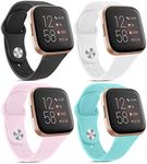 [4 Pack] Silicone Bands for Fitbit Versa 2 bands, Fitbit Versa band,Versa Lite/SE band, Soft Adjustable Sport Replacement Wristbands Women/Men for Fitbit Versa 2 / Fitbit Versa/Versa Lite/Versa SE