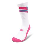 Nivia Court Cotton Socks for Men, High Ankle Badminton Socks with Cushioned Sole, Breathable Soft Cotton Fabric, Moisture-Wicking & Anti-Odour, Ideal for Badminton, Tennis & Indoor Sports (White-Pink)