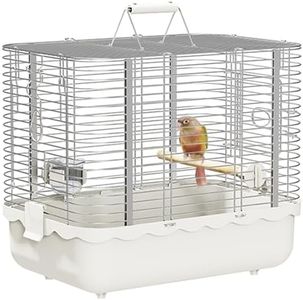 YOOSO WING Bird Carrier Travel Cage, Durable Portable Stainless Steel Birdcage with Bird Perch & Feeding Bowl for Parrots Canaries Budgies Lovebirds Conures Cockatiels (Large White)