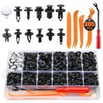 Preciva 305pcs Car Trim Clips Set, 300pcs Car Fixing Clips& 5pcs Trim Removal Tools, 12 Types Plastic Rivets, Universal Auto Fence Panel Clips Wind Deflector Clips Car Fixing Clips Car Body Trim Clips