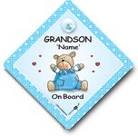 Grandson On Board, Blue Bear Quilt, Personalised Baby On Board Sign, Custom Baby on Board Sign, WE'LL ADD ANY NAME To Create Your Own Personalised Baby on Board Sign, baby on board, Personalised Baby on Board Signs, Personalised Car Signs, Custom Car Signs, Custom Baby On Board Sign, Baby Car Signs, Car Sign, Bumper Sticker, Baby on Board, Automobile Sign, Vehicle Sign, How do you add your stuff? Simple, just order this sign and we will contact you by email