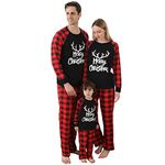 DOZZlOR Merry Christmas Pajamas Set Family Matching Plaid Parent-Child Loungewear Sleepwear, 2 Piece(Reindeer#3,Mom/Large)