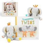 Tickle & Main, We are Twins - Baby and Toddler Twin Gift Set- Includes Keepsake Book and Set of 2 Plush Elephant Rattles for Boys and Girls. Perfect for Newborn Infant - Baby Shower - Toddler Birthday